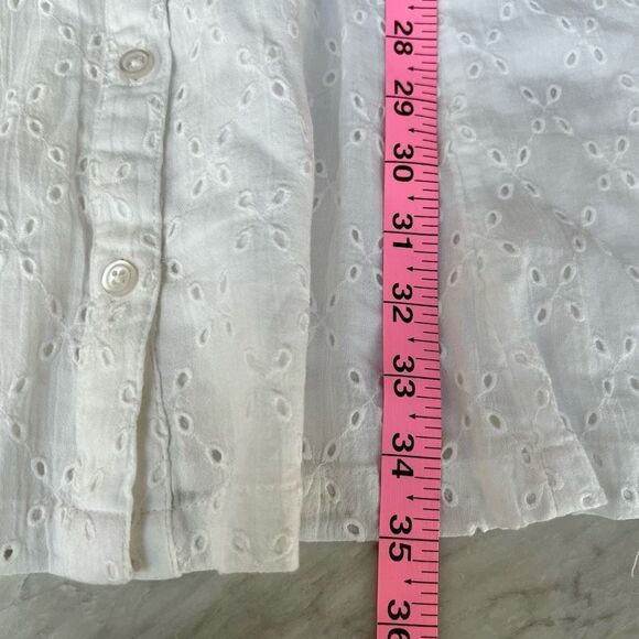 BP. Eyelet Minidress In White 100% cotton lined size L smocked back NWT - Picture 10 of 11